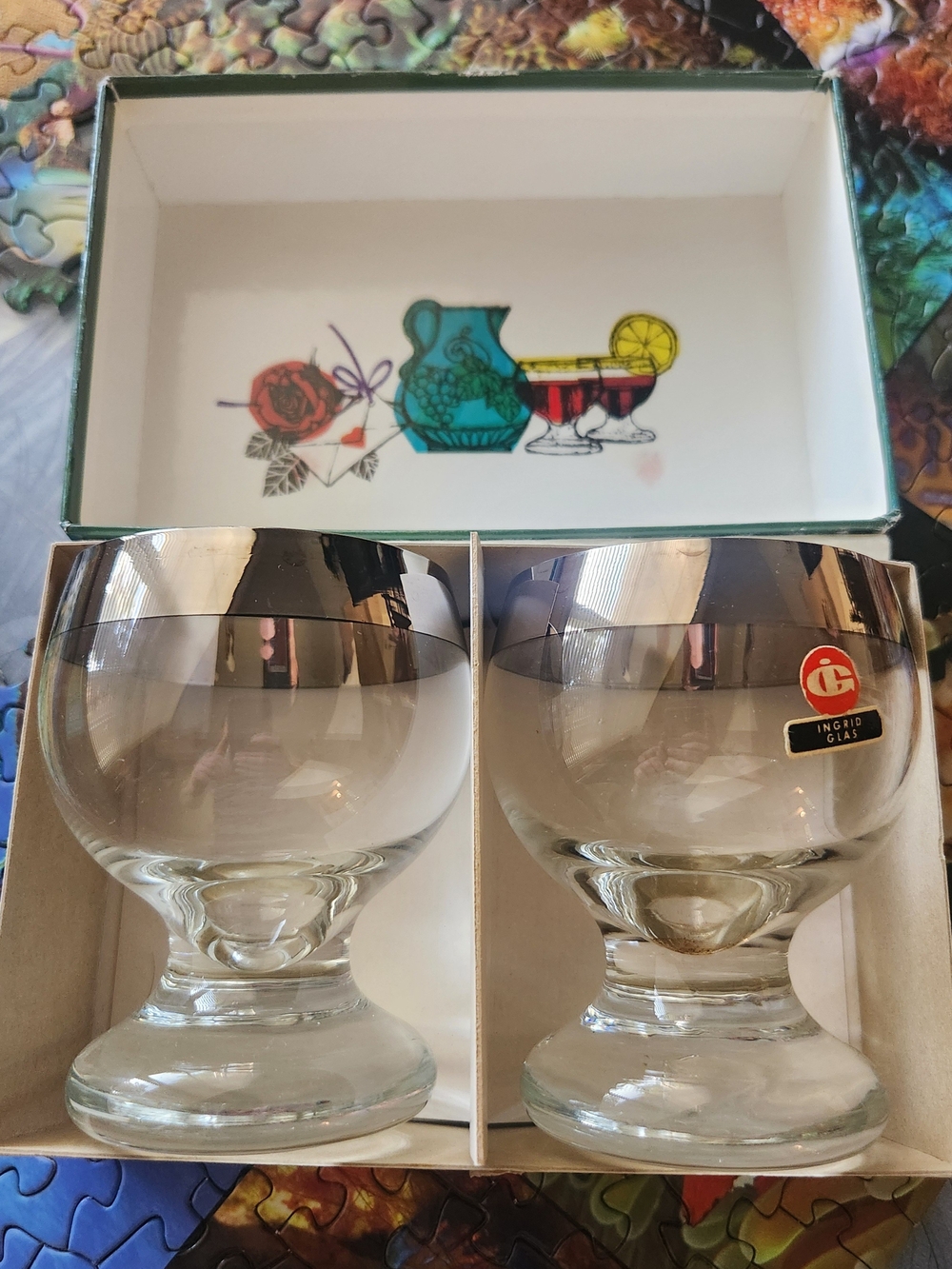 Vintage Ingrid Glass hand-blown brandy glasses